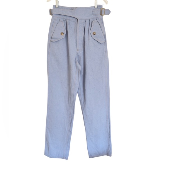 Rosie Assoulin High-Rise Straight-Leg Flap Pocket Pleated Jeans size 6